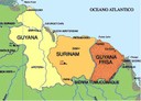 Guyana francesa, Surinam y Guyana inglesa al norte de Brasil