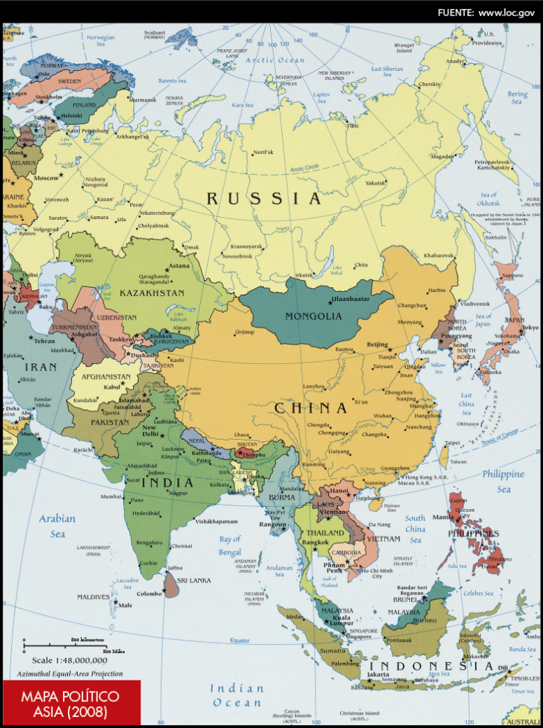 Mapa político de Asia (2008)